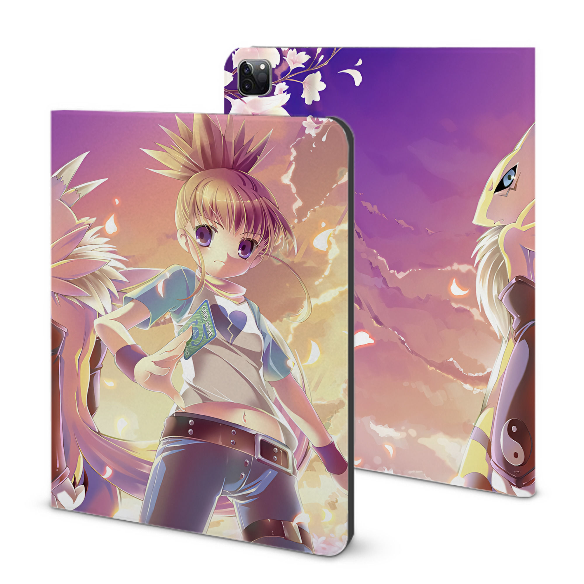 （画像用） Digimon デジタルモンスター/デジモン IPad ケース ブック型 PUレザー TPU 耐衝撃 軽量 薄型 ペン収納なし 全面保護 IPad 各モデル対応